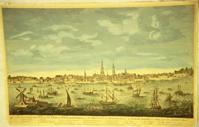 Eine Ostperspektive der Stadt Philadelphia, um 1790